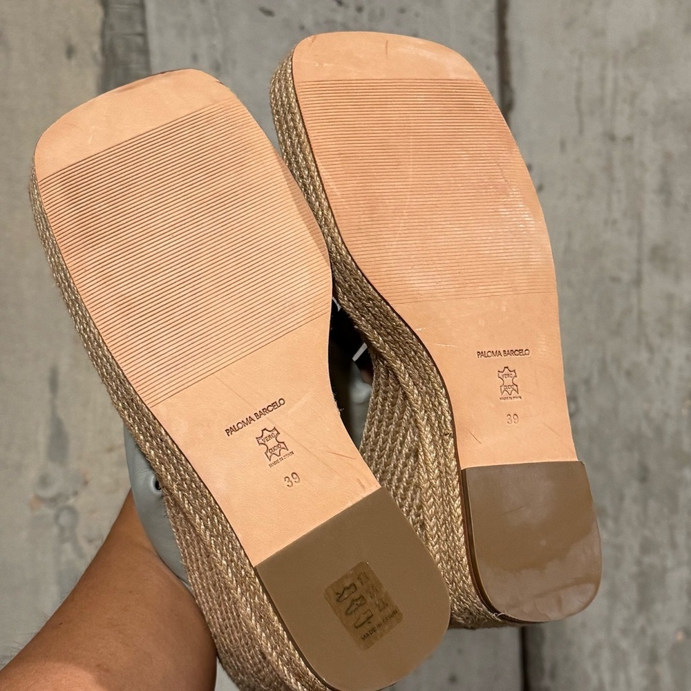 Paloma Barcelo NWOB 39 Tess Slip On Espadrille Platform Wedge Sandals Leather - Picture 7 of 7